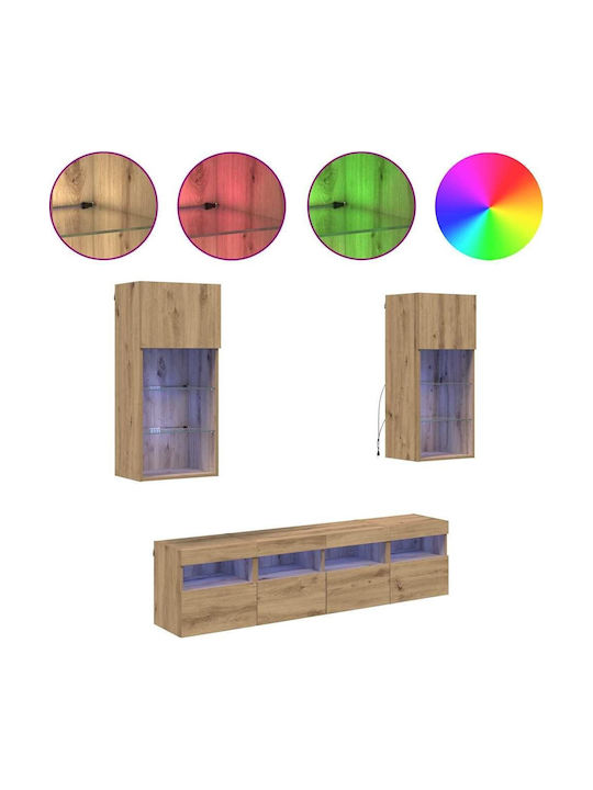 Wohnzimmer TV-Einheit Artisan Oak mit Beleuchtung L40.5xB30xH90cm