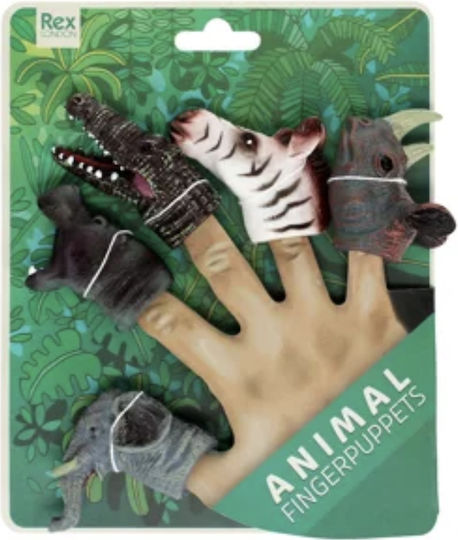 Rex London Set of 5 Jungle Animal Finger Puppets