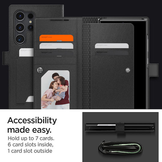 Spigen Портмоне Изкуствена кожа Тъмносин (Galaxy S24+)