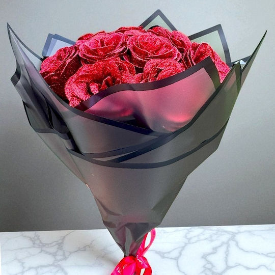 Glitter Rosen Blumenstrauß 19 Rote Seifenrosen