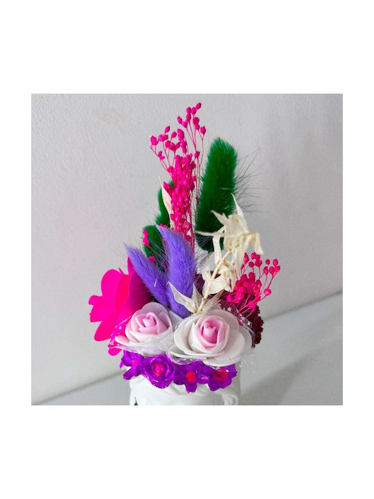 Decorațiune Ceramică Fata Visătoare Begonia Din Lemn Flori Criogenizate Mov 21x6 Cm