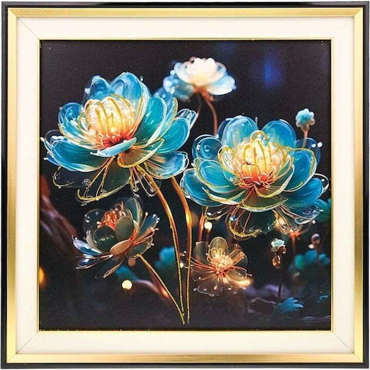 Dekoratives Gemälde Abstrakte Blumen In Kunststoffrahmen 48x48 cm