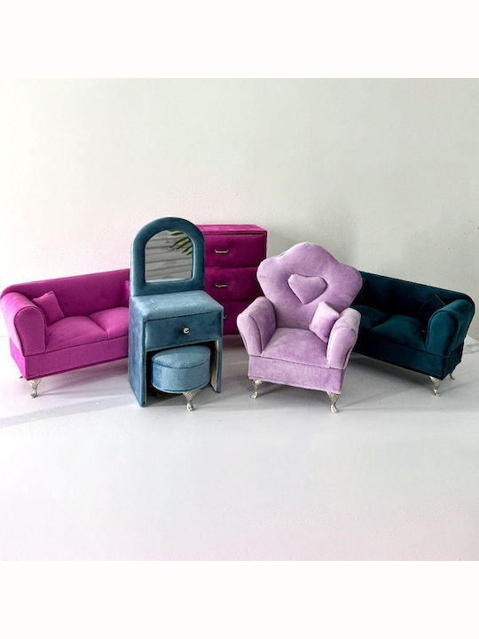 Velve Stand Pentru Bijuterii Din Catifea Cu Oglindă Fuchsia 24x13cm
