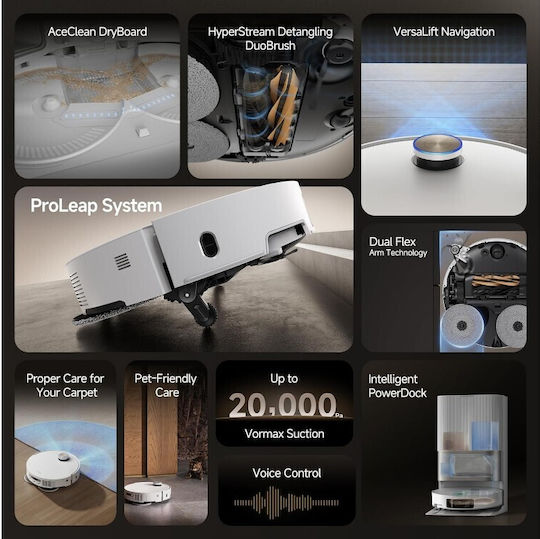 Dreame X50 Ultra Complete Robot Vacuum Cleaner with Laser Mapping & 20000Pa Suction Power White