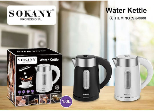 Sokany SK-0808 Електрическа Кана 1л 1200W Черна