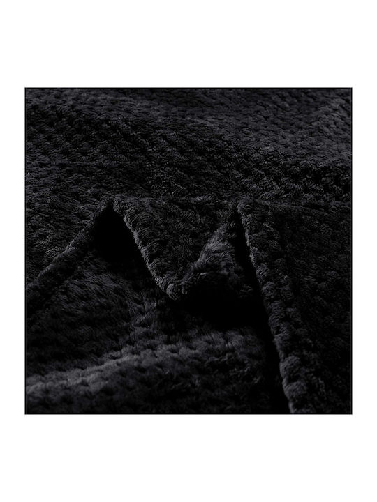 Popcorn Κουβέρτα Fleece Υπέρδιπλη 220x240εκ. Μαύρο