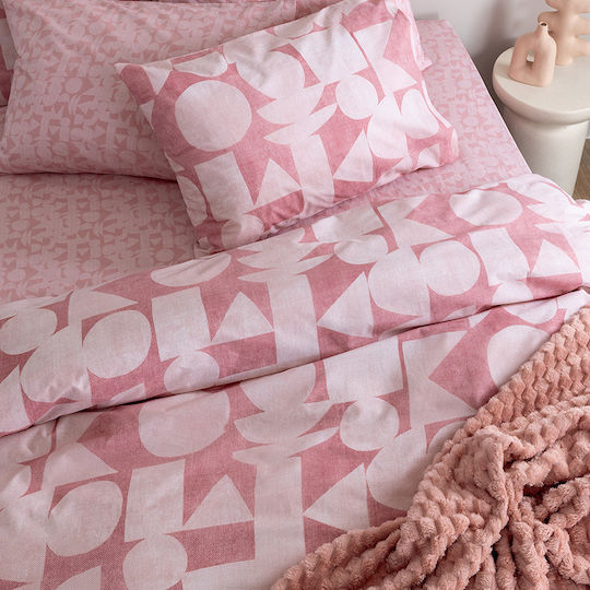 Palamaiki Duvet Cover Set Cotton Queen with 2 Pillowcases 240x250 Fashion Life Fl6289 Pink