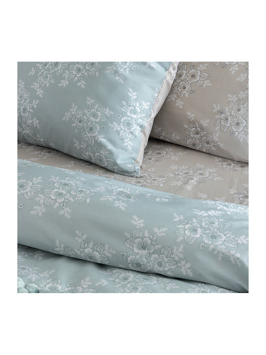 Palamaiki Duvet Cover Set Cotton Queen with 2 Pillowcases 240x250 Fashion Life Fl6280 Green