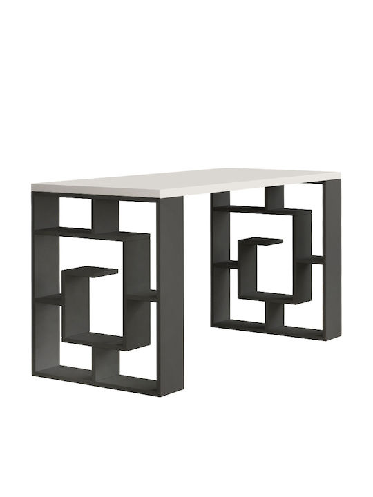 Schreibtisch Labirent Holz mit Bücherregal Anthracite / White 140x60x75cm