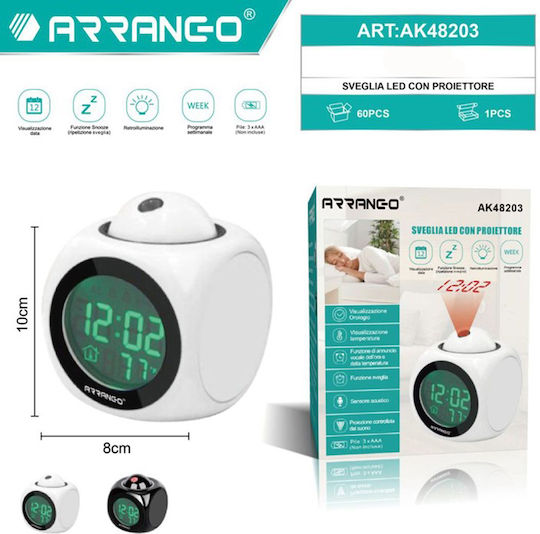 Arrango Ceas De Masă Digital Led Cu Ceas Deșteptător Alb Ak48203