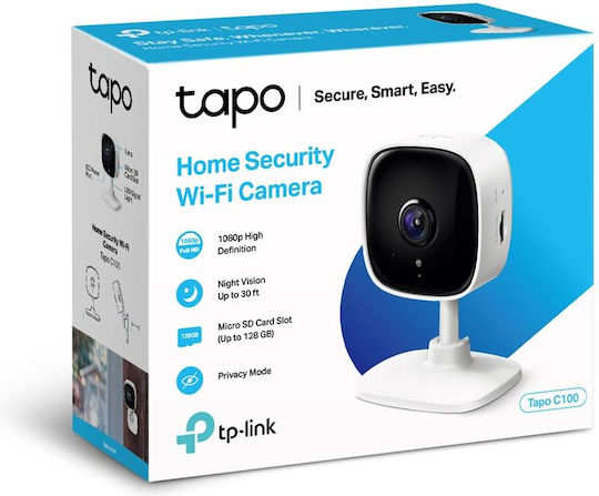 TP-LINK Tapo C100 v4 IP Surveillance Camera Wi-Fi Full HD 1080p with Two-Way Communication and Lens 3.3mm