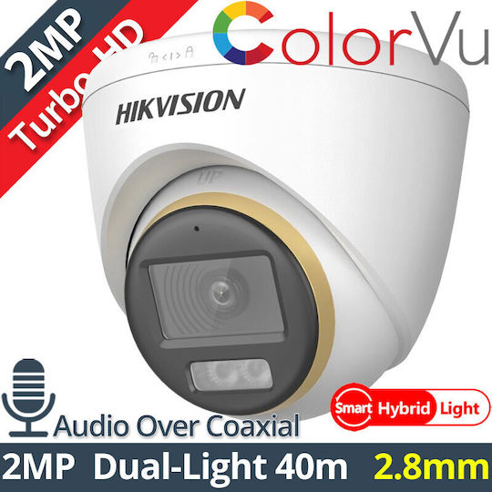 Hikvision DS-2CE72DF3T-LFS CCTV Cameră de Supraveghere Full HD 1080p Rezistentă la apă cu Comunicare Bidirecțională și Lentilă 2.8mm