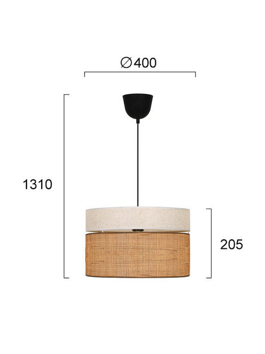 Viokef Andaman Κρεμαστό Φωτιστικό Μπεζ με Ντουί E27 40x40x20.5εκ.