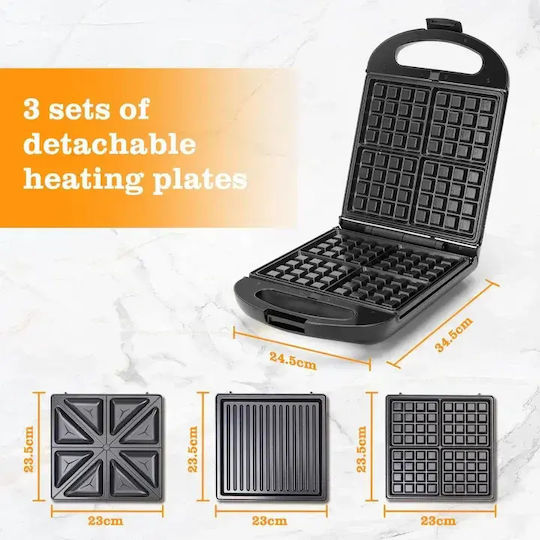 Aigostar Sandwich Maker with Removable Plates for 2 Sandwiches 1200W Black