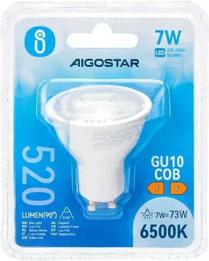 Aigostar Ντουί Λάμπα LED 7W για Ντουί GU10 και Σχήμα MR16 Ψυχρό Λευκό 520lm