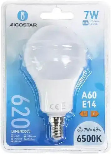 Aigostar Λάμπα LED 7W για Ντουί E14 και Σχήμα A60 Ψυχρό Λευκό 595lm