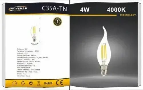 Universo Illuminazione Λάμπα LED 4W για Ντουί E14 Φυσικό Λευκό 440lm