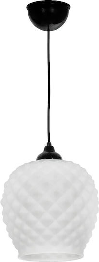 GloboStar Kegel Pendant Light White with Crystals for Socket E27 19x19x19cm