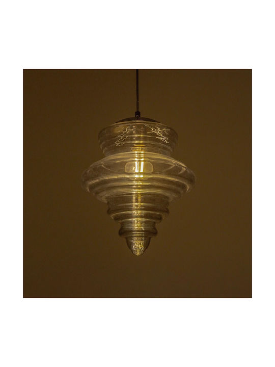 GloboStar Corte Pendant Light Black with Crystals for Socket E27 25x25x30cm