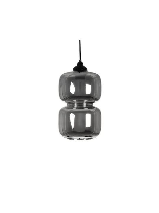 GloboStar Pendant Light Black with Crystals for Socket E27 18x18x31cm
