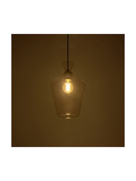 GloboStar Pendant Light Transparent with Crystals for Socket E27 20x20x32cm