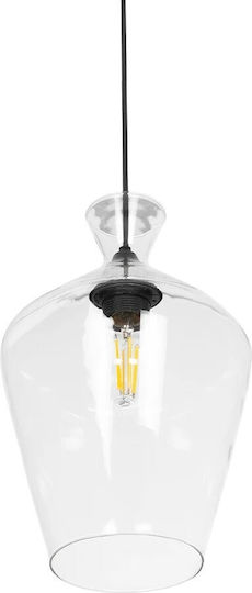 GloboStar Pendant Light Transparent with Crystals for Socket E27 20x20x32cm