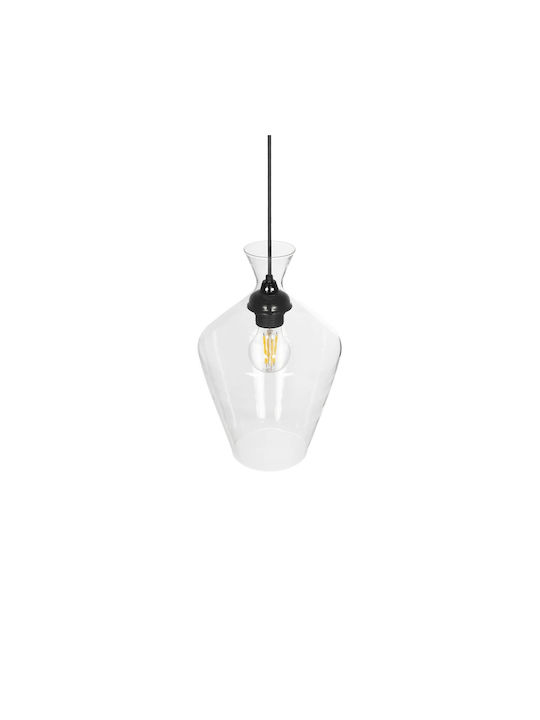 GloboStar Pendant Light Transparent with Crystals for Socket E27 20x20x32cm