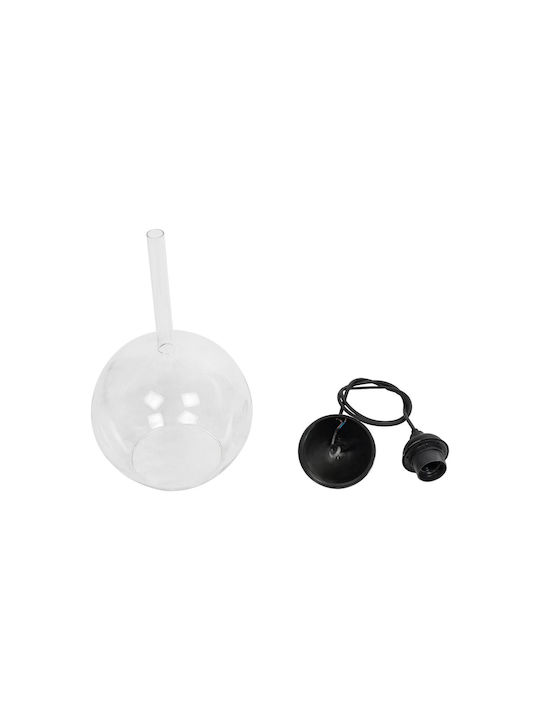 GloboStar Mprala Pendant Light Transparent with Crystals for Socket E27 20x20x18cm