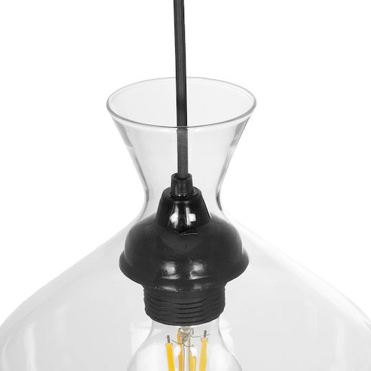 GloboStar Pendant Light Transparent with Crystals for Socket E27 20x20x32cm