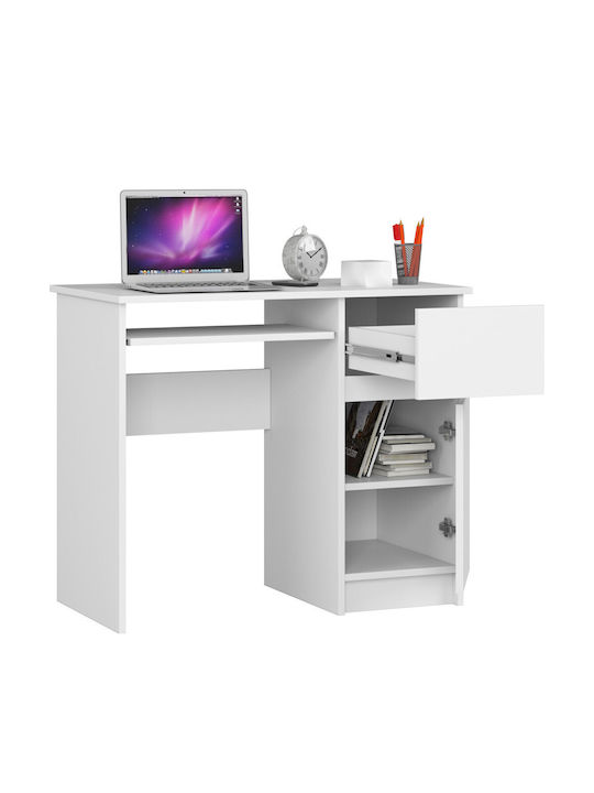 Birou de Calculatoare Pikse din Lemn Alb 90x50x77cm