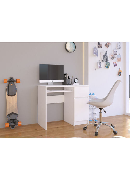 Birou de Calculatoare Pikse din Lemn Alb 90x50x77cm
