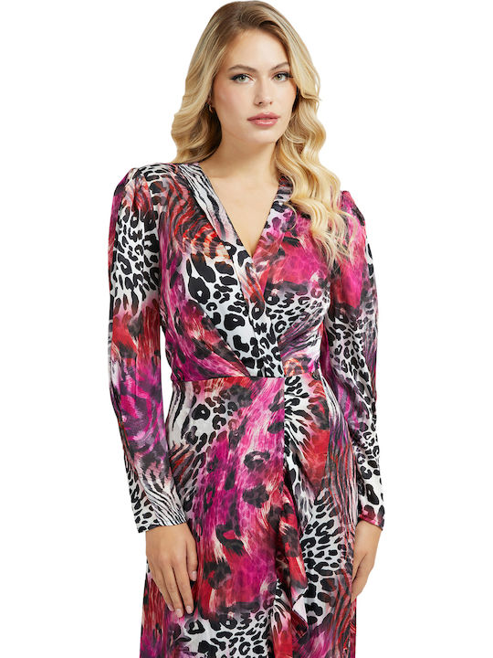 Maxi Dress for Wedding and Christening Satin Animal Print