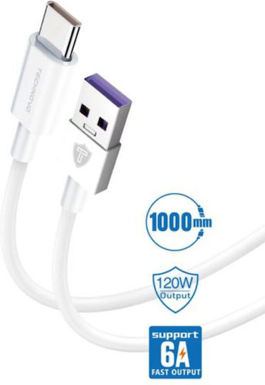 Technovo Cablu USB 2.0 Pentru Date Rapid USB-C Masculin - USB-A 120W PD Alb 1m TN-D042-1