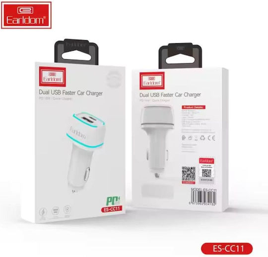 Earldom Es-cc11 Type-C Faster Car Charger 18W White