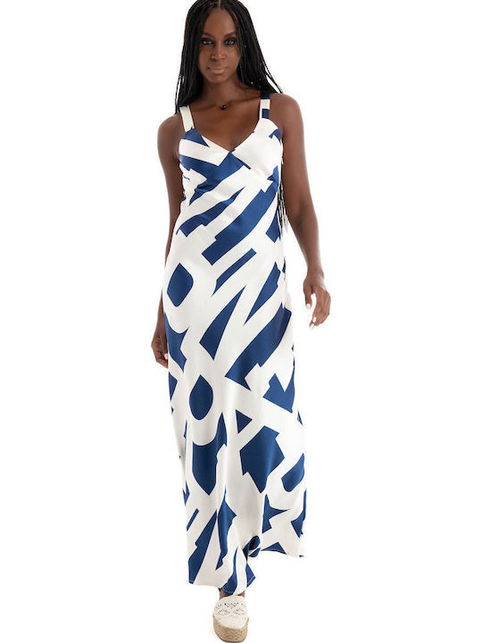 Sommer Maxi Abendkleid Satin Blau