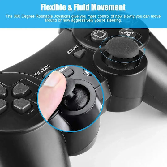 Double Motor Vibration 3 Ασύρματο Gamepad για PS3 Μπλε