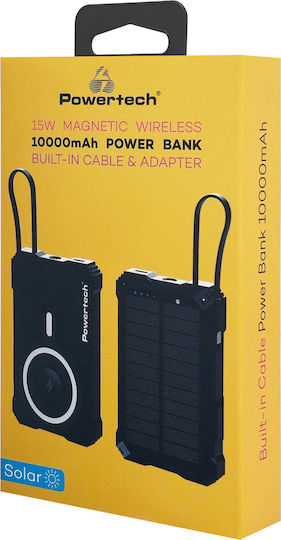 Powertech PT-1505 Solar MagSafe Power Bank 10000mAh 35W with USB-C Port Power Delivery Black