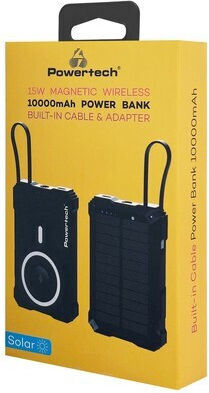 Powertech PT-1505 Solar MagSafe Power Bank 10000mAh 35W with USB-C Port Power Delivery Black