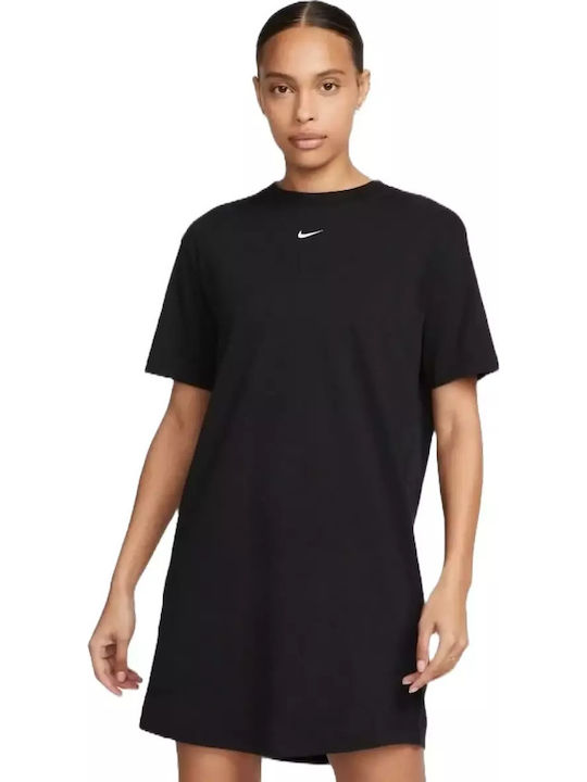 Sportswear Καλοκαιρινό Mini Αθλητικό Φόρεμα T-shirt Κοντομάνικο Μαύρο