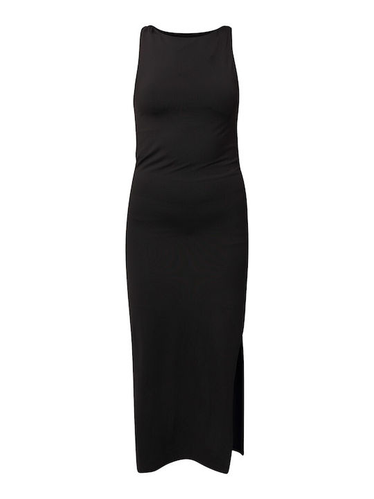 Summer Midi Dress with Tearing Black