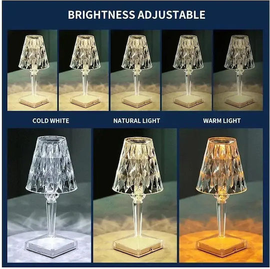 Led Επαναφορτιζόμενο Rgb Επιτραπέζιο Φωτιστικό Crystal Lamp Τηλεχειριστήριο Rz-122 Διάφανο
