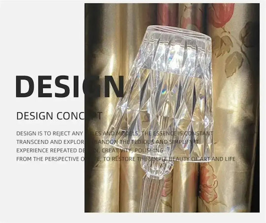 Led Επαναφορτιζόμενο Rgb Επιτραπέζιο Φωτιστικό Crystal Lamp Τηλεχειριστήριο Rz-122 Διάφανο
