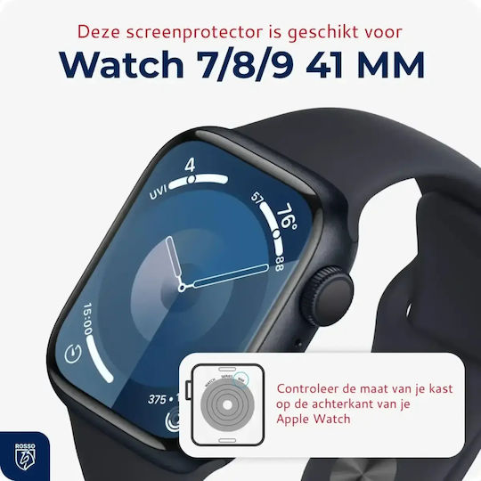Tempered Glass Apple Watch 9 8 7 41mm Red Installation Tray Screen Protection Anti-Scratch Glass 2 Pieces Black 8719246474415