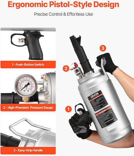Vevor Portable Tire Bead Seater 1.6 Gal 6 L Air Bead Gun Hand Tire Inflator Tool Operating Pressure 87-116 Psi Inflatable Trigger Car Compact SUV Light Truck Electric Bicycle RV ATV