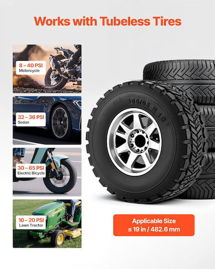 Vevor Portable Tire Bead Seater 1.6 Gal 6 L Air Bead Gun Hand Tire Inflator Tool Operating Pressure 87-116 Psi Inflatable Trigger Car Compact SUV Light Truck Electric Bicycle RV ATV