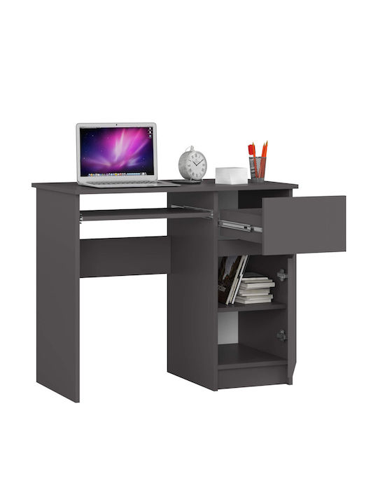 Birou de Calculatoare Piksel din Lemn Stejar Gri 90x50x77cm