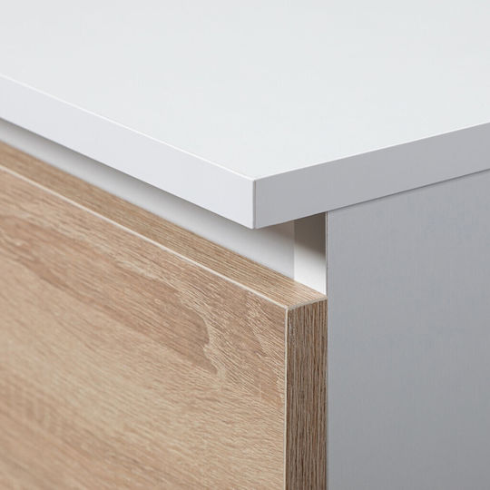 Computer Office Piksel Wooden White And Sonoma Oak 90x50x77cm