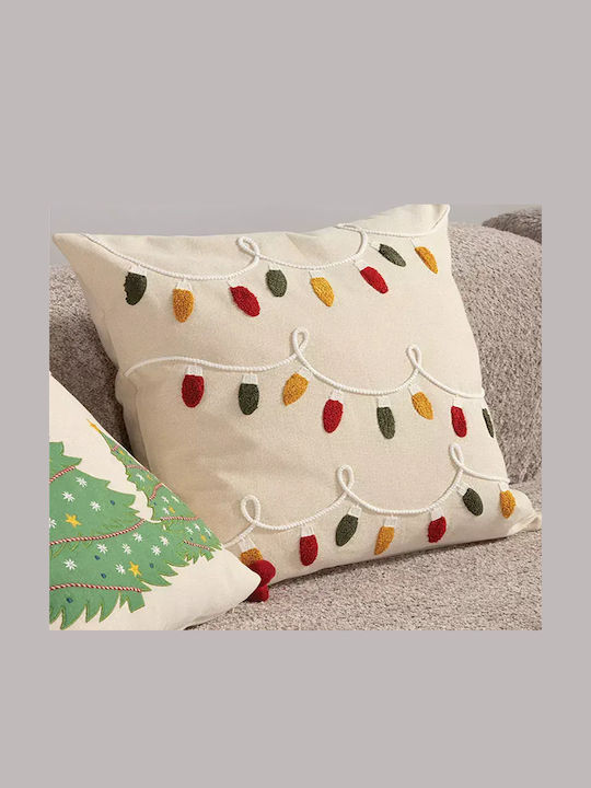 Decorative Christmas Pillow Filling Happy Holiday Lights Beige Nef-nef Homeware 45x45