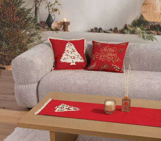 Възглавница Декоративна Коледна Пълнеж Christmas Deco Merry Червена Nef-nef Homeware 45x45