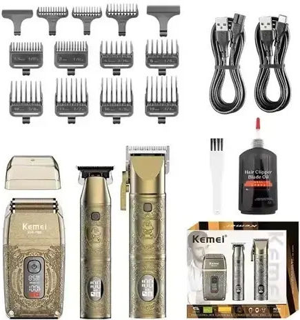 Kemei Set Rechargeable Hair Clipper Gold KM-2235
